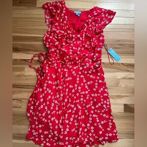 NWT Draper James Red and White Floral Wrap Dress
